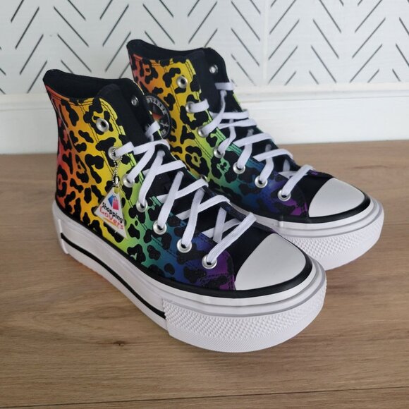 ⭐Converse Chuck Taylor All Star Platform Pride Sz 5.5 Mens Shoes Leopard A15782C - Picture 3 of 10